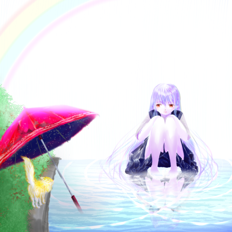 新作お絵描き。「狐の嫁入り」 白と赤の境界線